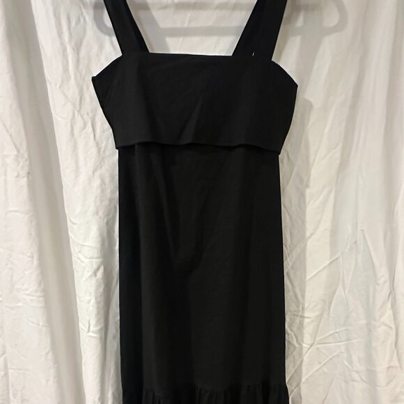 NWT THEORY Good Linen Tie Back MIDI Dress Black Eco Crunch Wash | Size P - Picture 3 of 13